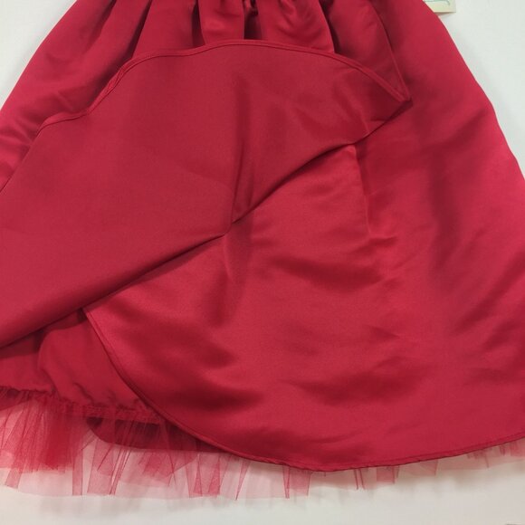 Marmellata Girl's Red Dress Rosette Tulle Underlay Fancy Party Holiday Size 4T - Picture 7 of 16